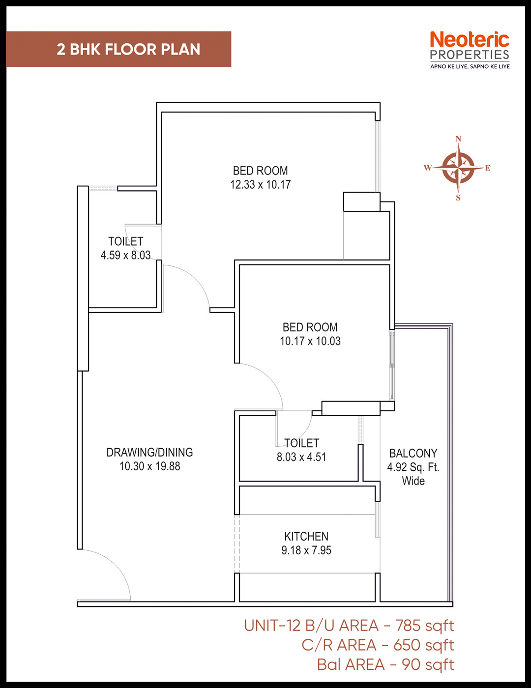floor plan 2 bhk 1