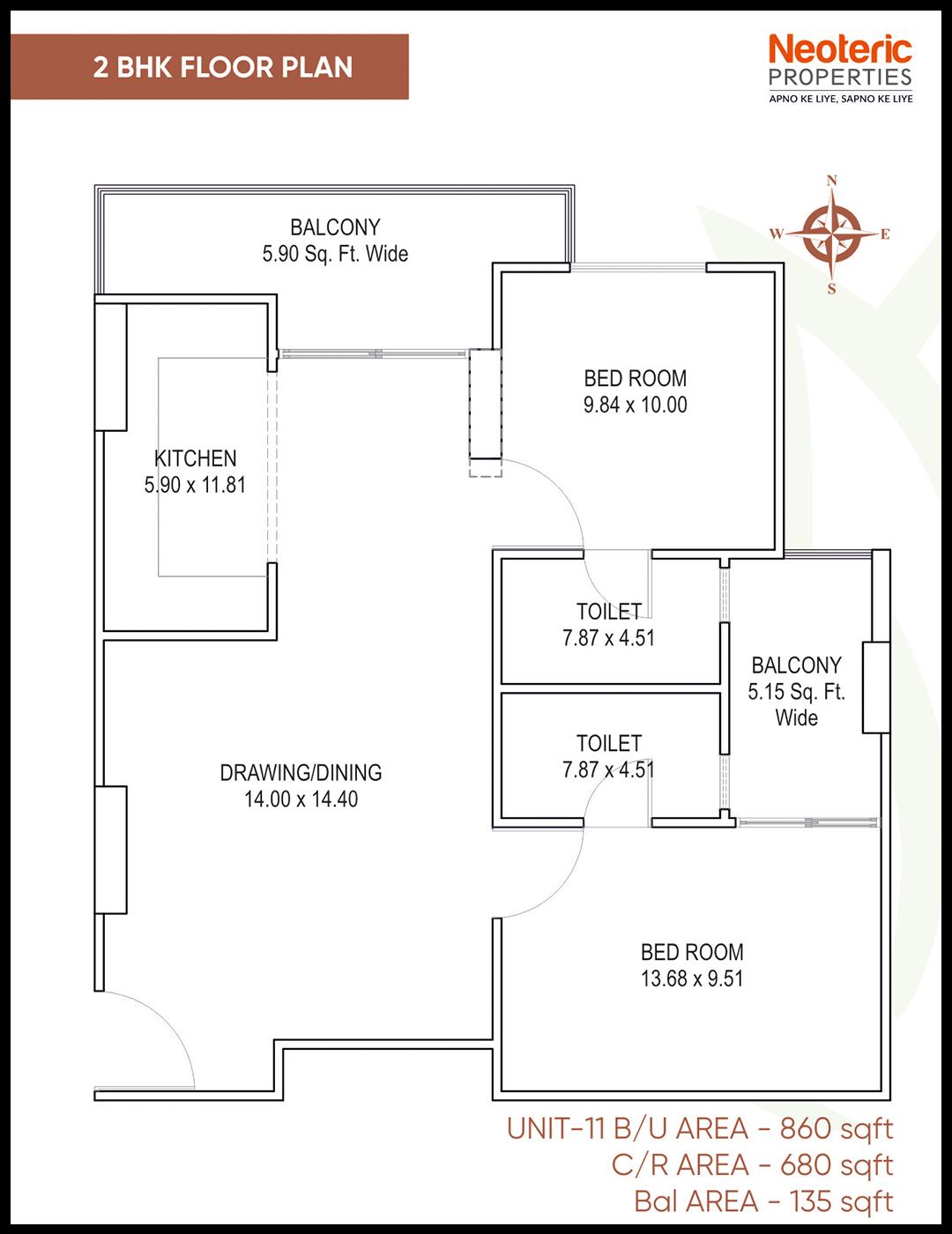 floor plan 2 bhk
