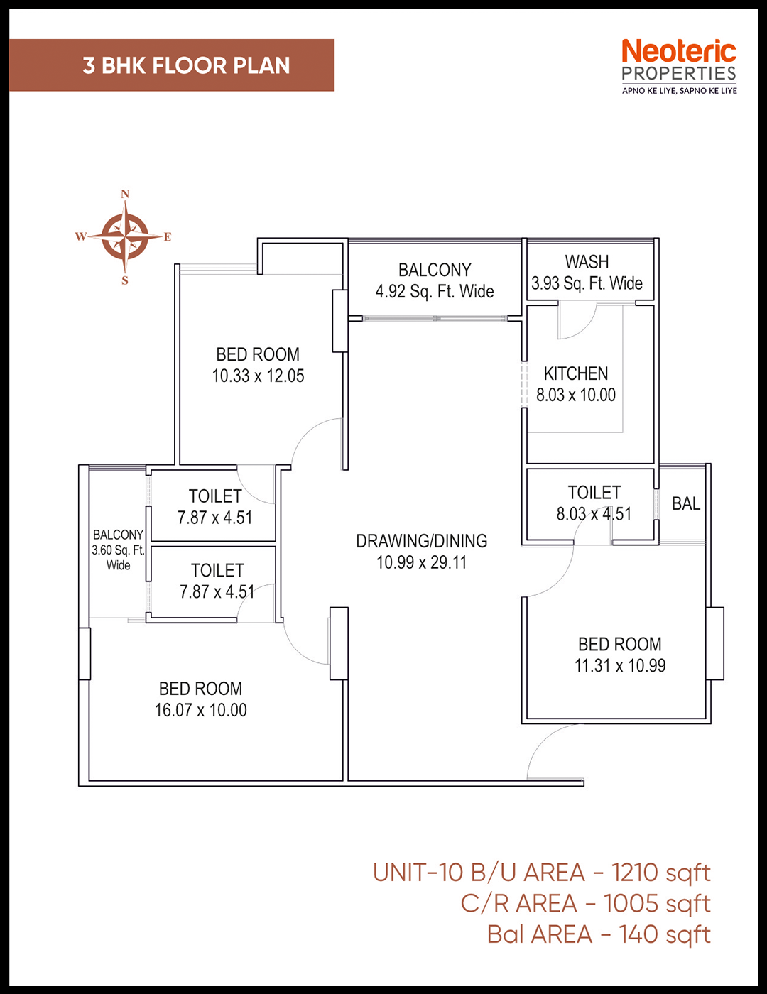floor plan 3 bhk 4