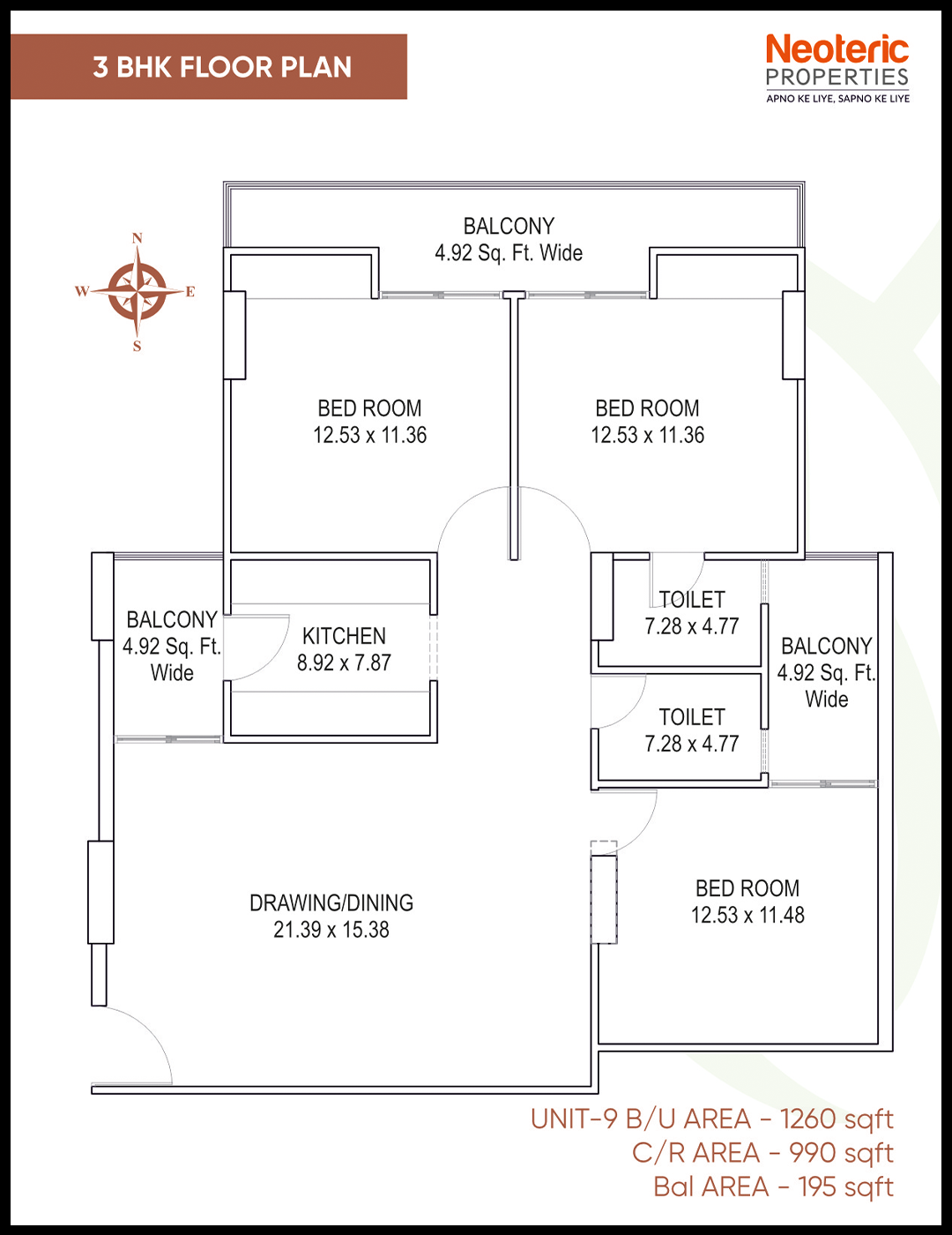 floor plan 3 bhk 9
